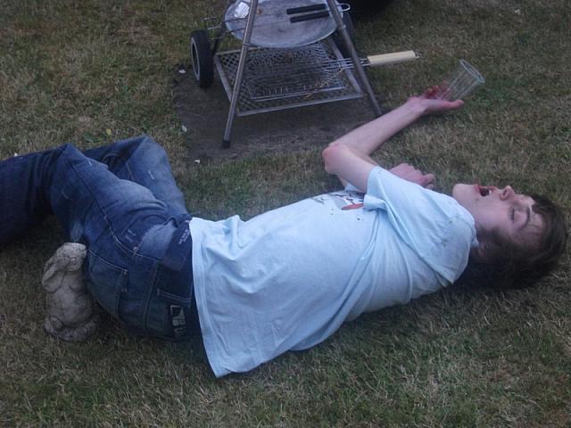 Weissberv passed out on lawn